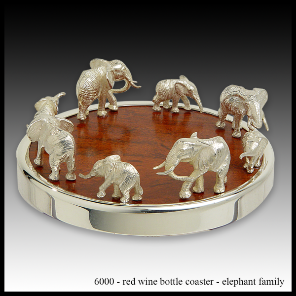 S6000 red wine bottle coaster – elephant family